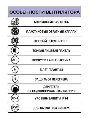 Вентилятор накладной E D150 сетка обр.клапан тяг.выкл. ERA